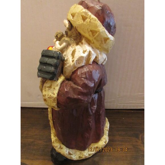 Santa Claus wooden look candle with red bird and bird house Christmas - Picture 3 of 6